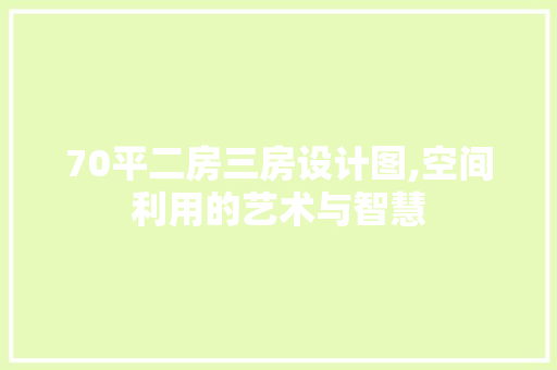 70平二房三房设计图,空间利用的艺术与智慧