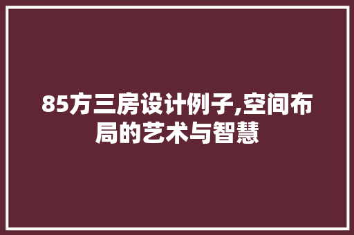 85方三房设计例子,空间布局的艺术与智慧