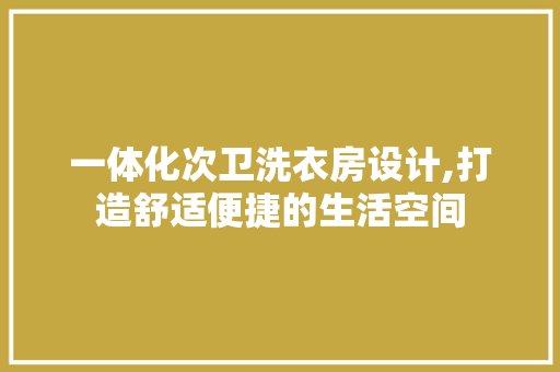 一体化次卫洗衣房设计,打造舒适便捷的生活空间