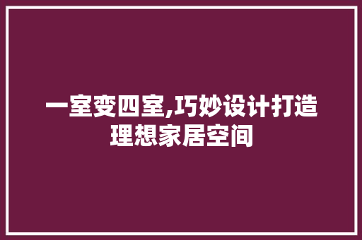 一室变四室,巧妙设计打造理想家居空间