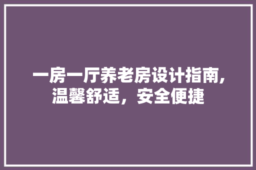 一房一厅养老房设计指南,温馨舒适，安全便捷