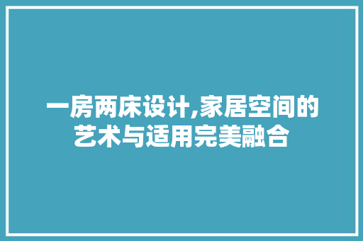 一房两床设计,家居空间的艺术与适用完美融合
