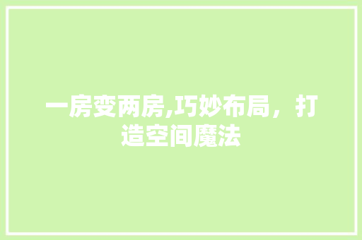 一房变两房,巧妙布局，打造空间魔法