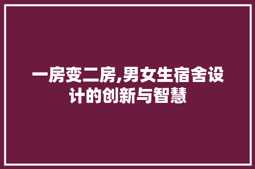 一房变二房,男女生宿舍设计的创新与智慧