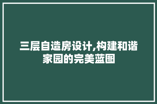 三层自造房设计,构建和谐家园的完美蓝图