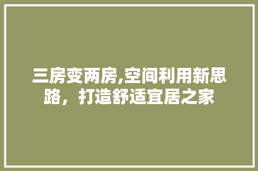 三房变两房,空间利用新思路，打造舒适宜居之家
