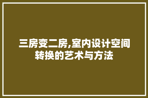 三房变二房,室内设计空间转换的艺术与方法
