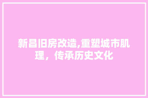 新昌旧房改造,重塑城市肌理，传承历史文化