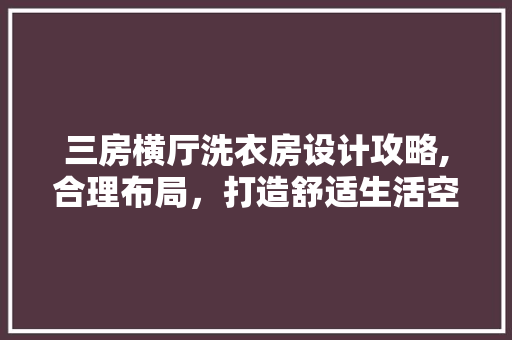 三房横厅洗衣房设计攻略,合理布局，打造舒适生活空间