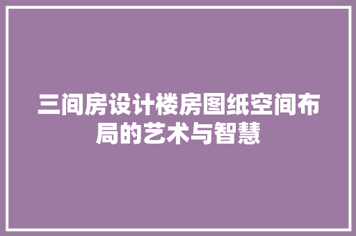 三间房设计楼房图纸空间布局的艺术与智慧