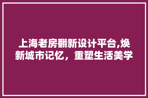 上海老房翻新设计平台,焕新城市记忆，重塑生活美学