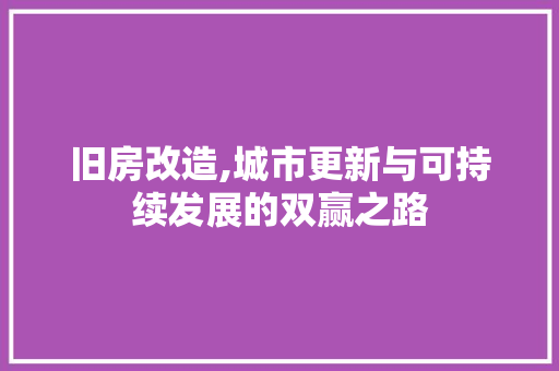 旧房改造,城市更新与可持续发展的双赢之路