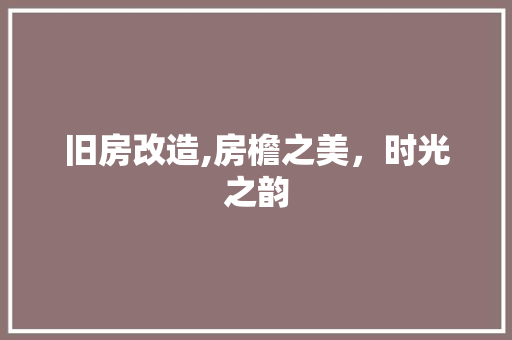 旧房改造,房檐之美，时光之韵