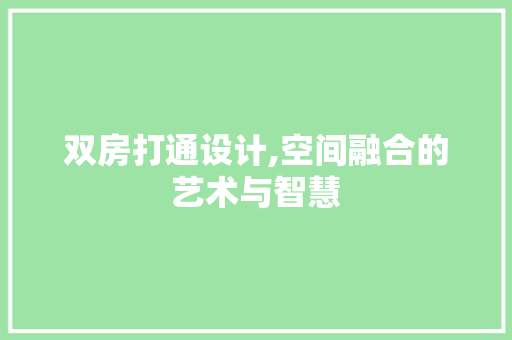 双房打通设计,空间融合的艺术与智慧