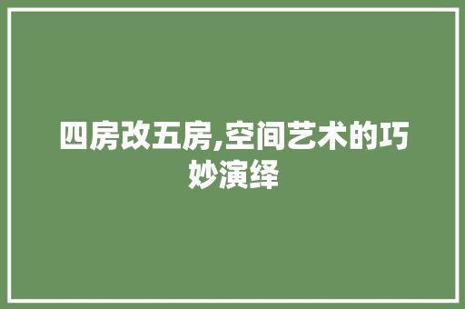 四房改五房,空间艺术的巧妙演绎