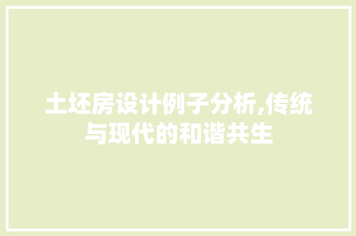 土坯房设计例子分析,传统与现代的和谐共生