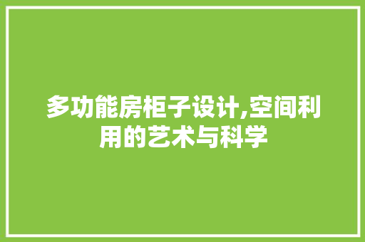 多功能房柜子设计,空间利用的艺术与科学