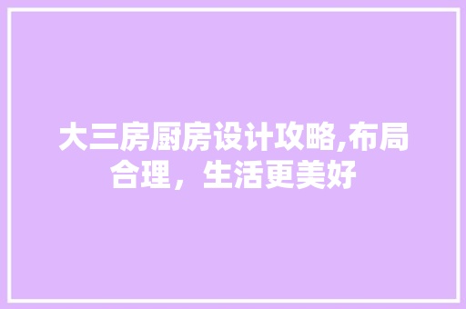大三房厨房设计攻略,布局合理，生活更美好