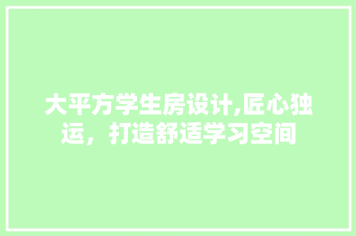 大平方学生房设计,匠心独运，打造舒适学习空间