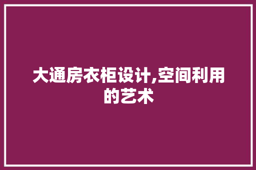 大通房衣柜设计,空间利用的艺术