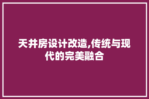 天井房设计改造,传统与现代的完美融合