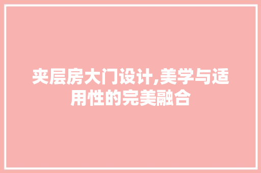 夹层房大门设计,美学与适用性的完美融合