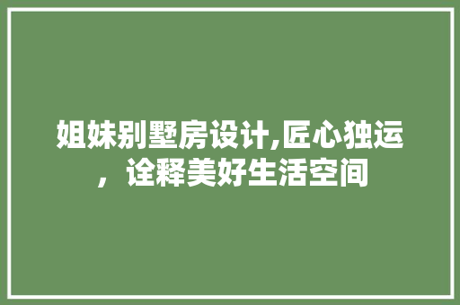 姐妹别墅房设计,匠心独运，诠释美好生活空间