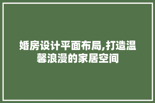 婚房设计平面布局,打造温馨浪漫的家居空间