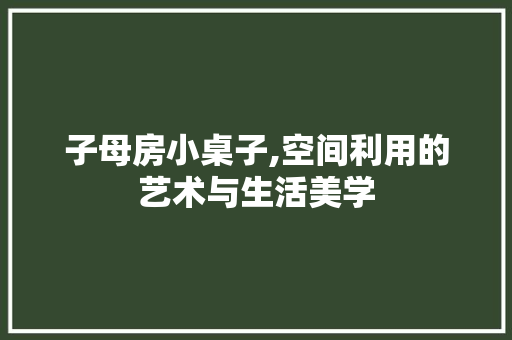 子母房小桌子,空间利用的艺术与生活美学