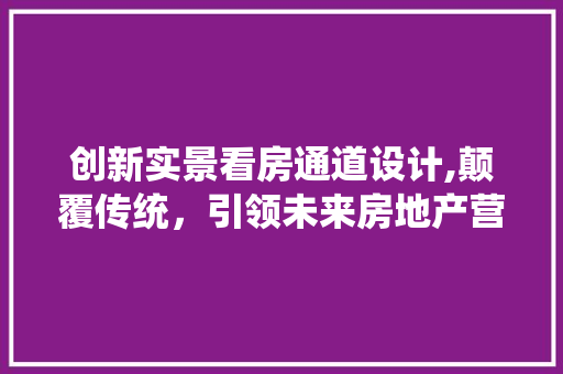 创新实景看房通道设计,颠覆传统，引领未来房地产营销新趋势