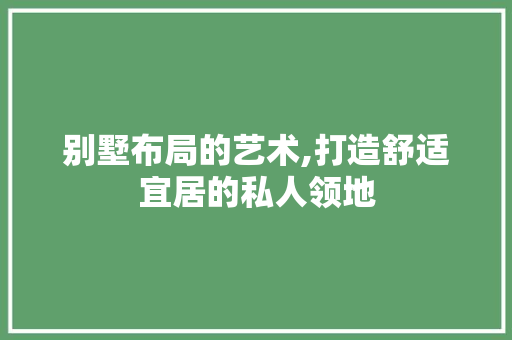 别墅布局的艺术,打造舒适宜居的私人领地