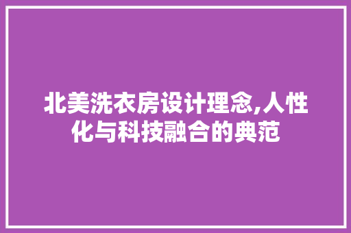 北美洗衣房设计理念,人性化与科技融合的典范