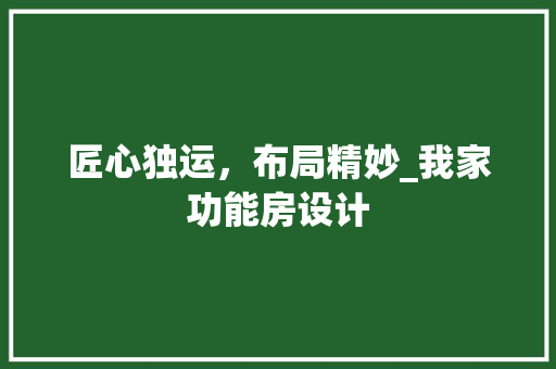 匠心独运，布局精妙_我家功能房设计