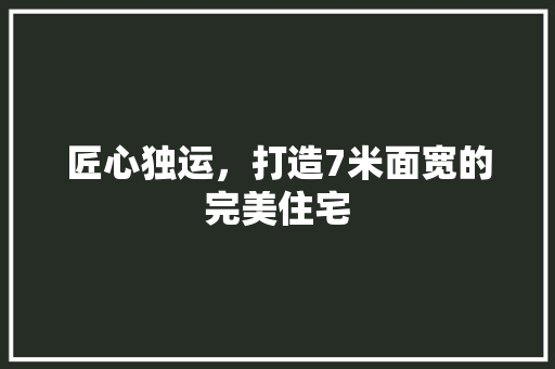 匠心独运，打造7米面宽的完美住宅
