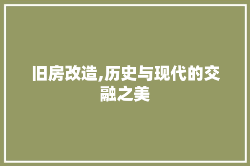 旧房改造,历史与现代的交融之美