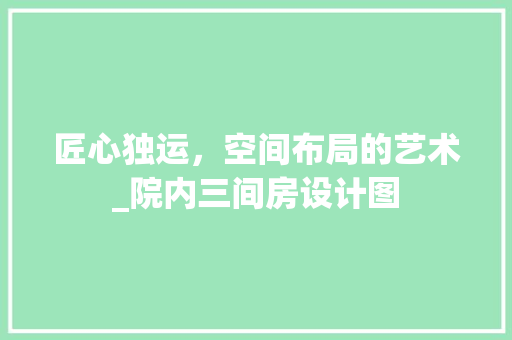 匠心独运，空间布局的艺术_院内三间房设计图