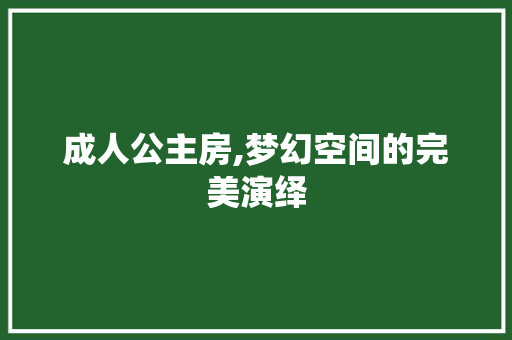 成人公主房,梦幻空间的完美演绎