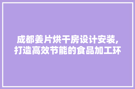 成都姜片烘干房设计安装,打造高效节能的食品加工环境
