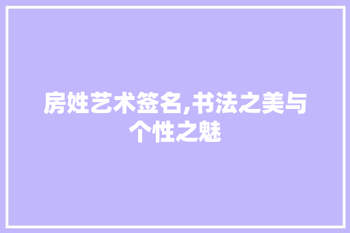 房姓艺术签名,书法之美与个性之魅