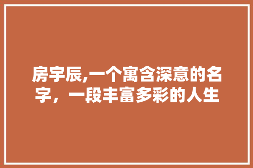 房宇辰,一个寓含深意的名字，一段丰富多彩的人生