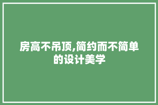 房高不吊顶,简约而不简单的设计美学