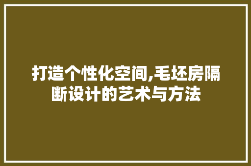 打造个性化空间,毛坯房隔断设计的艺术与方法