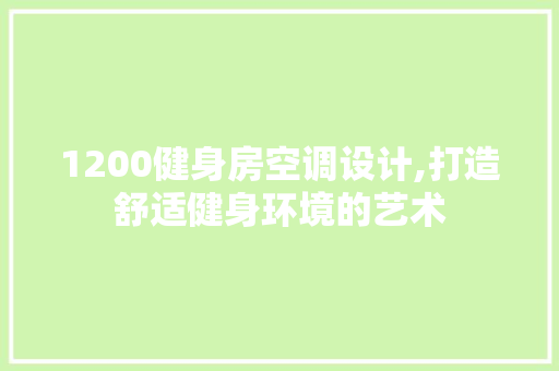 1200健身房空调设计,打造舒适健身环境的艺术