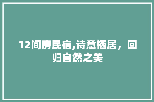 12间房民宿,诗意栖居，回归自然之美