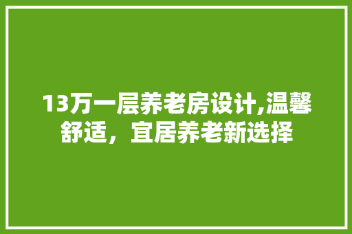 13万一层养老房设计,温馨舒适，宜居养老新选择