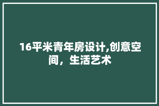 16平米青年房设计,创意空间，生活艺术
