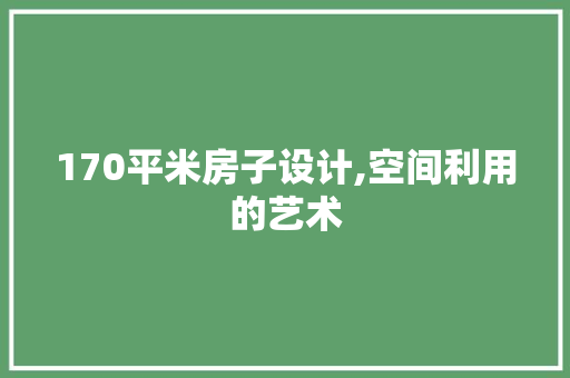 170平米房子设计,空间利用的艺术