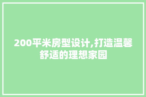 200平米房型设计,打造温馨舒适的理想家园