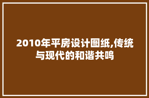 2010年平房设计图纸,传统与现代的和谐共鸣
