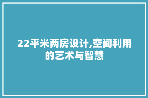 22平米两房设计,空间利用的艺术与智慧